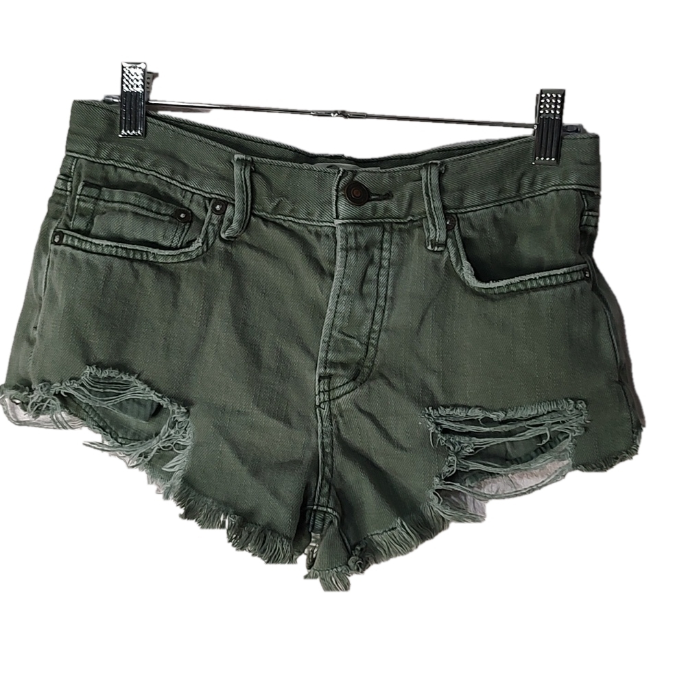 We The Free Green Distressed Shorts Size 24